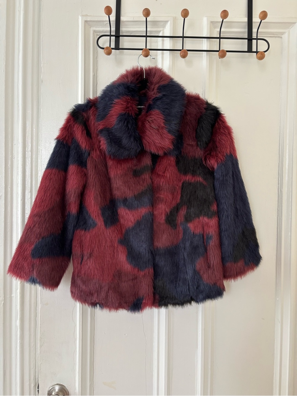 Allen Schwartz Burgundy Faux Fur Coat